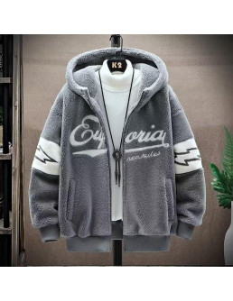 Men's Grey Hooded Jacket -...