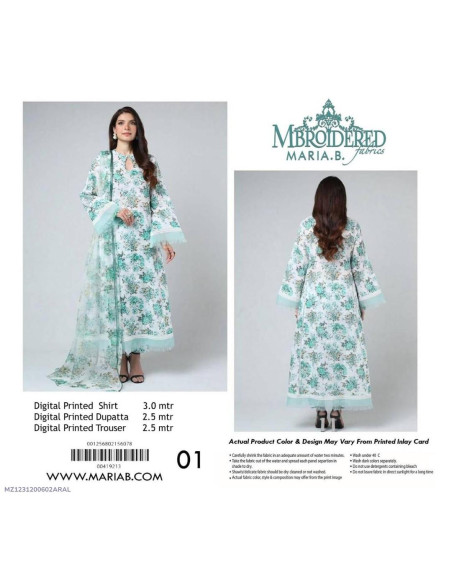 3 Pce Unsitiched Cotton suit