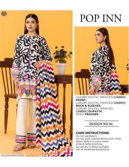 3 Pce Unsitiched Cotton suit