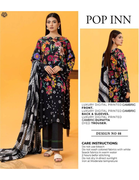  3 Pce Unsitiched Cotton suit