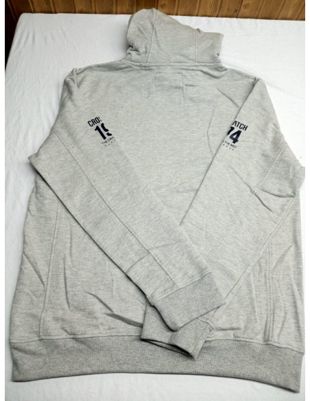 Men's grey printed fleece hoodie