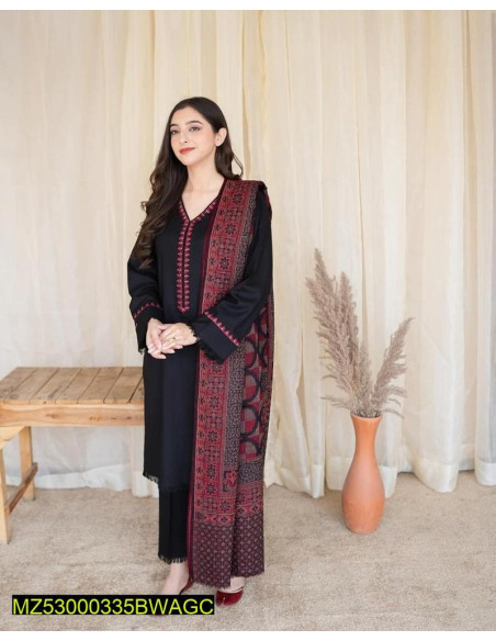  3 Pce Women's Unstiched Dhanak Suit 