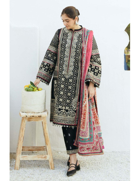 3 Pce Women's Unstiched Dhanak Suit 