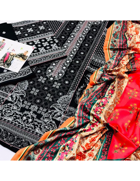 3 Pce Women's Unstiched Dhanak Suit 