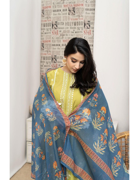 3 Pce Women's Unstiched Dhanak Suit 