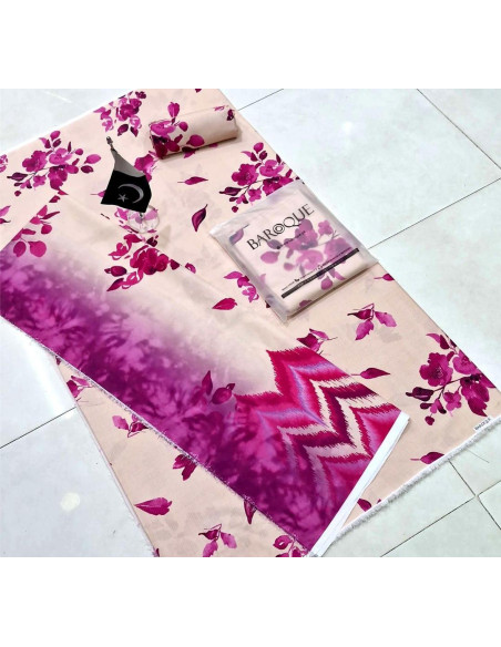 3 Pce Women's Unstiched Dhanak Suit 