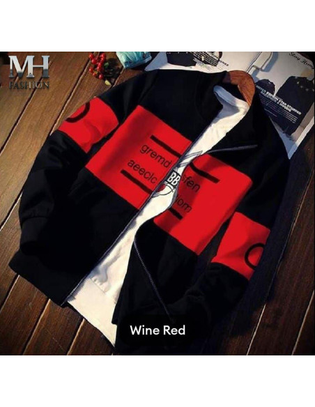 1-Pc men printed fleece Zipper jacket