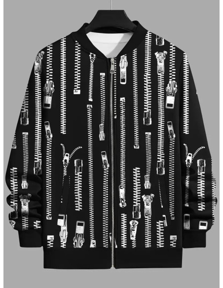 Men,s printed polyester jacket-1 pc stylish outerwear