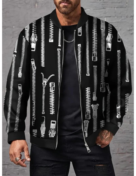 Men,s printed polyester jacket-1 pc stylish outerwear