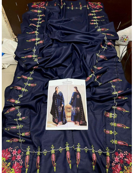 Dhanak suit set with embroidered...