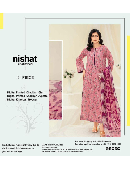 3 Pcs Printed Khaddar Suit with...