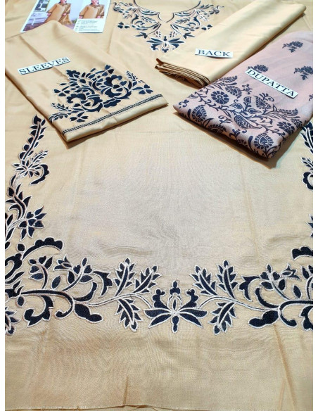 Dhanak Embroidered Salwar Suit for Women - 3 Pcs Unstitched Set