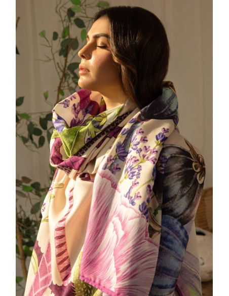 3 Pcs Unstitched Dhanak Embroidered Suit for Women - Elegant Design