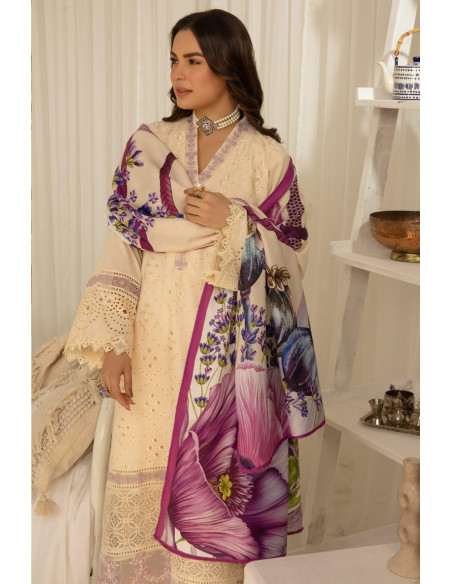 3 Pcs Unstitched Dhanak Embroidered Suit for Women - Elegant Design