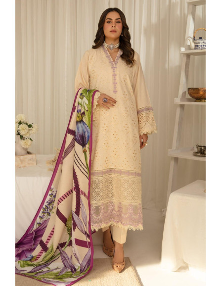 3 Pcs Unstitched Dhanak Embroidered...