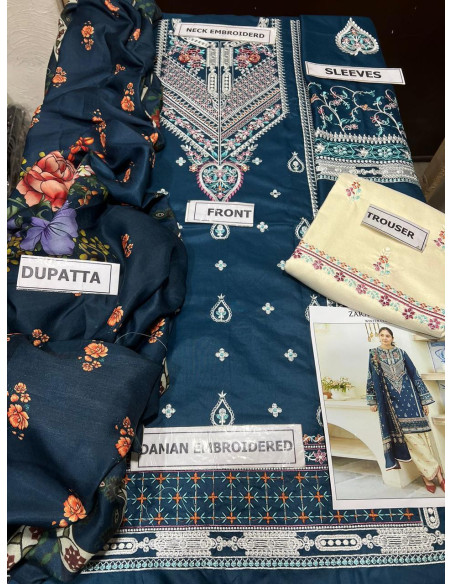 Women's Unstitched Dhanak Embroidered Salwar Suit 