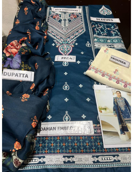 Women's Unstitched Dhanak Embroidered Salwar Suit 