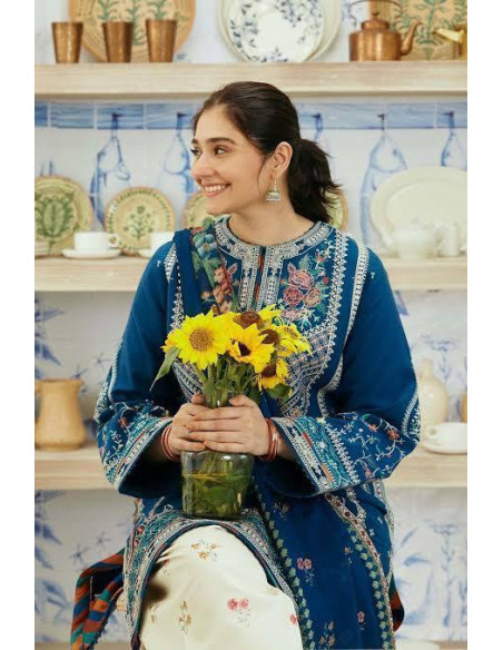 Women's Unstitched Dhanak Embroidered Salwar Suit 