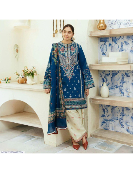 Women's Unstitched Dhanak Embroidered Salwar Suit 