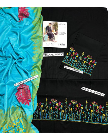 3 pce Unstiched Danak Emroided suit