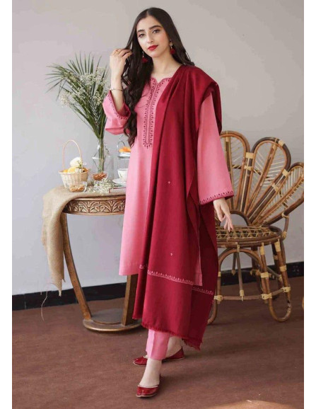 3 Pcs Women's Unstitched Dhanak...