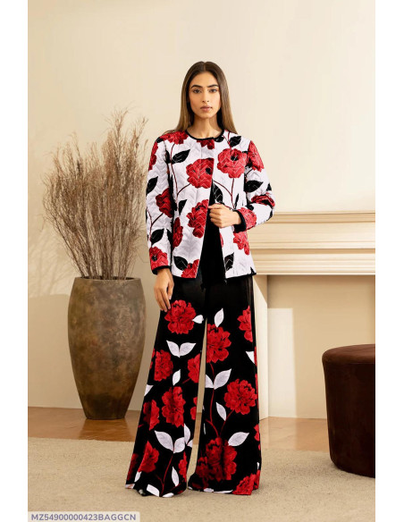 3 Pcs Women's Unstitched Digital Print Suit