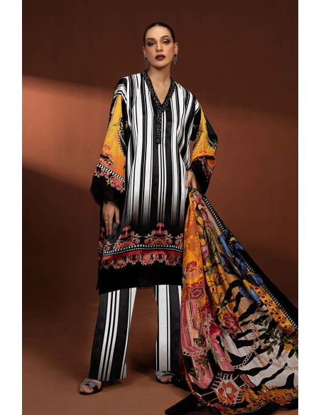 3 Pcs Women's Unstitched Digital Print Suit