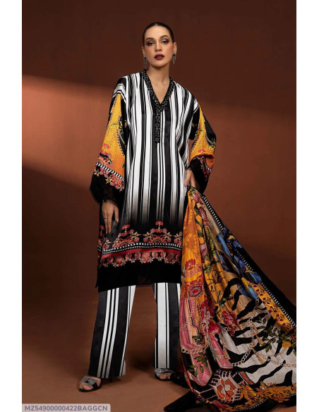 3 Pcs Women's Unstitched Digital Print Suit