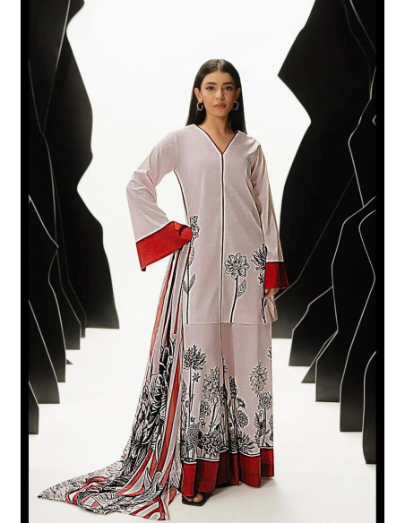 3 Pcs Women's Unstitched Digital Print Suit