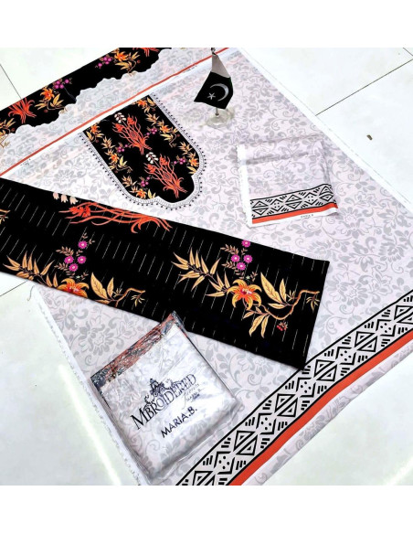 3 Pcs Women's Unstitched Digital Print Suit