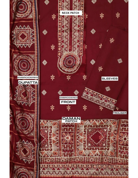 3 pcs women's unstitched Dhanak...