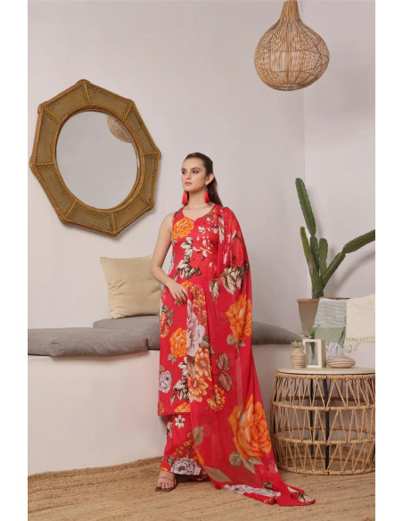 3 pcs women's unstitched karandi print suit 