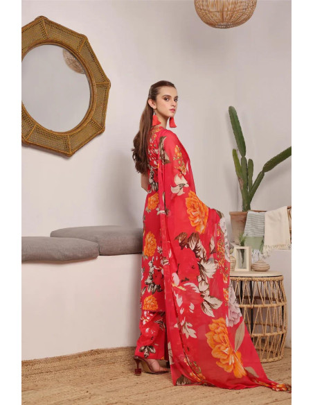 3 pcs women's unstitched karandi print suit 