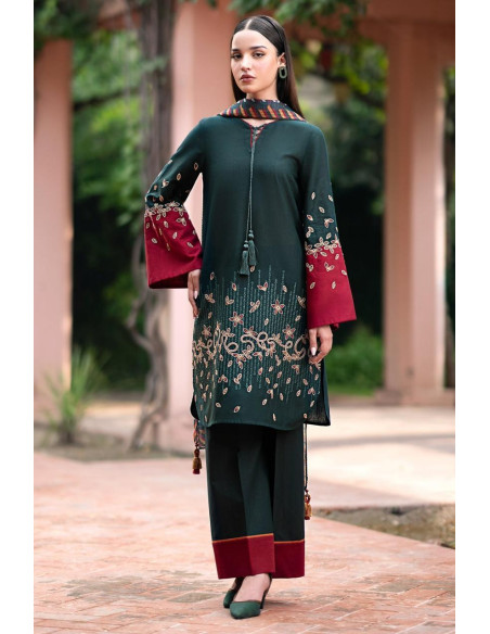 3 pcs women's unstitched embroidered dress 