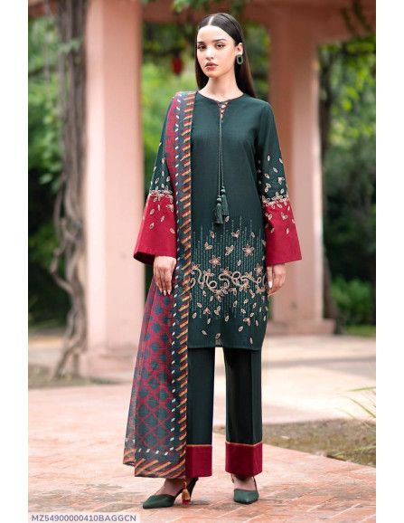 3 pcs women's unstitched embroidered...