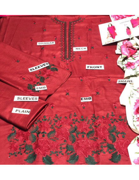 3 pcs women's unstitched Dhanak