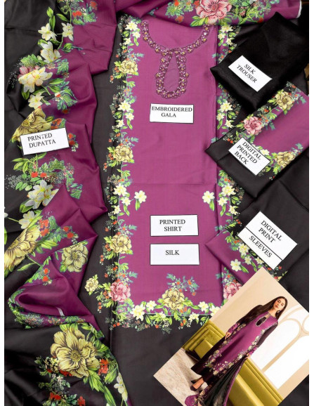 3 pcs women's silk print suit 