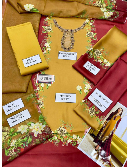 3 pcs women's silk embroidered suit 