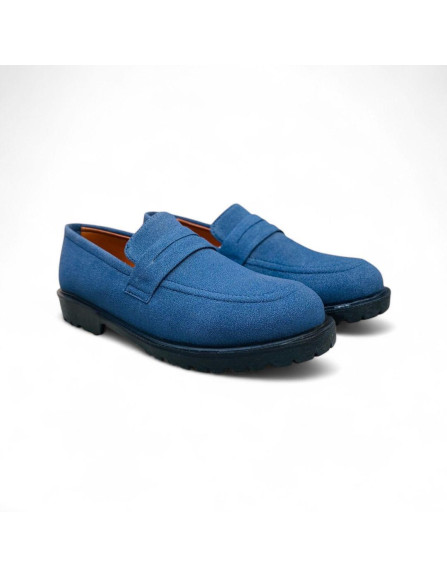 Men's Casual Blue Synthetic Leather...