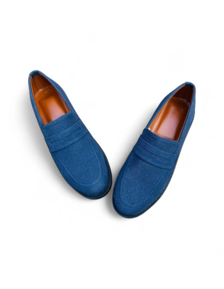 Men's Casual Blue Synthetic Leather...