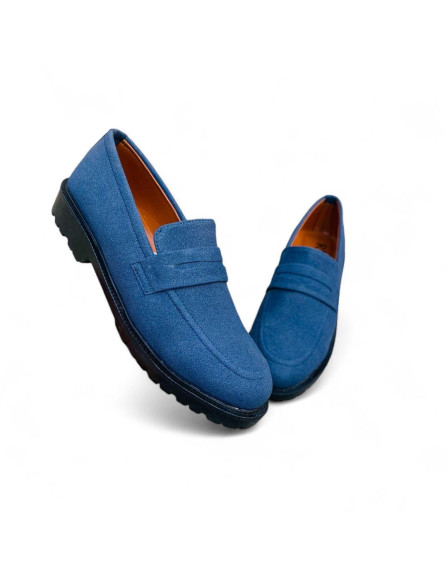 Men's Casual Blue Synthetic Leather...