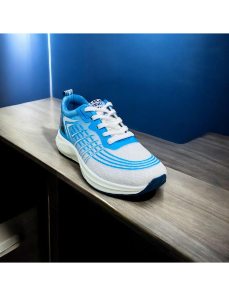 Men's Casual Blue Sneakers - Synthetic Leather, Comfortable Fit