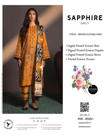 3 pcs women's unstitched kotarai printed suit 