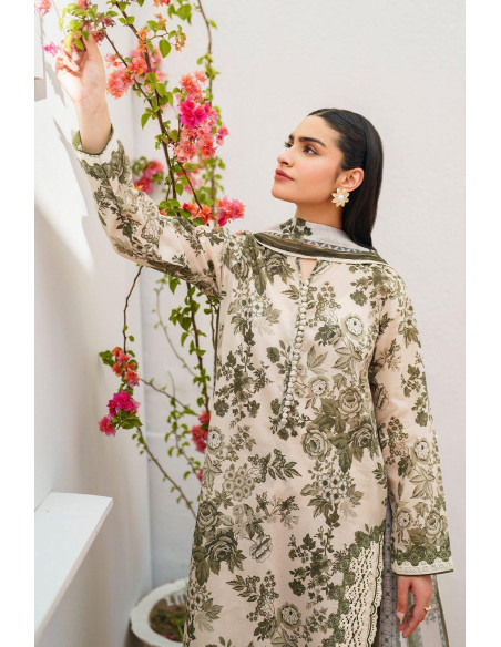 3 pcs women's unstitched digital print suit 