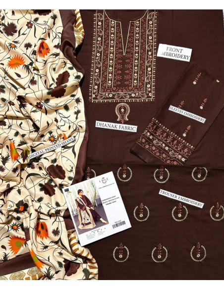 3 pcs women's Dhanak dress 