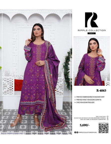 3 pcs women's unstitched dress 