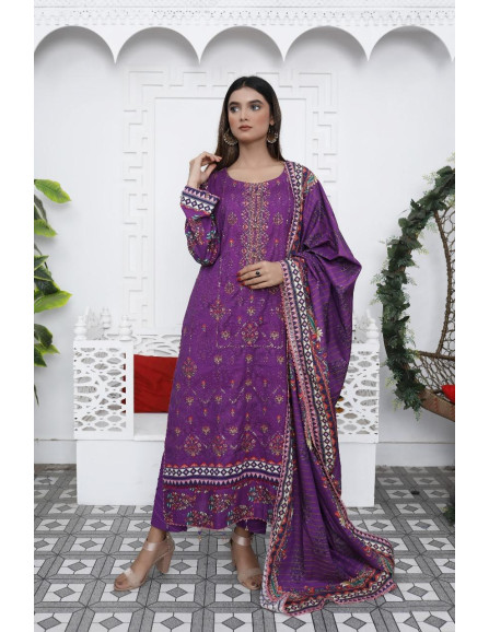 3 pcs women's unstitched dress 