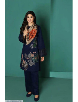 3 pcs women's unstitched suit 