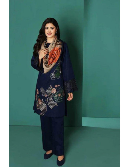 3 pcs women's unstitched suit 