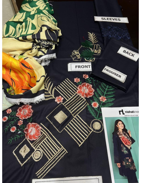 3 pcs women's unstitched suit 